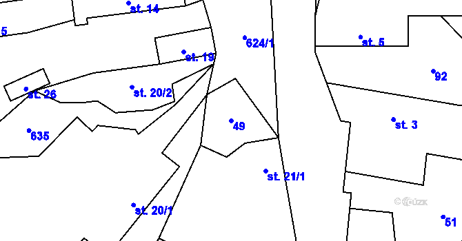 Parcela st. 49 v KÚ Zahrádčice, Katastrální mapa