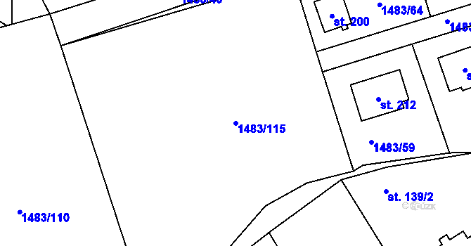 Parcela st. 1483/115 v KÚ Dolní Krupá u Havlíčkova Brodu, Katastrální mapa