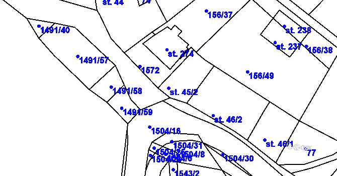 Parcela st. 45/2 v KÚ Dolní Krupá u Havlíčkova Brodu, Katastrální mapa