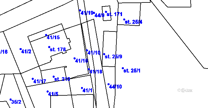 Parcela st. 25/9 v KÚ Dolní Krupá u Havlíčkova Brodu, Katastrální mapa