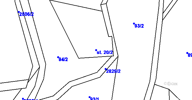 Parcela st. 20/2 v KÚ Dolní Lánov, Katastrální mapa