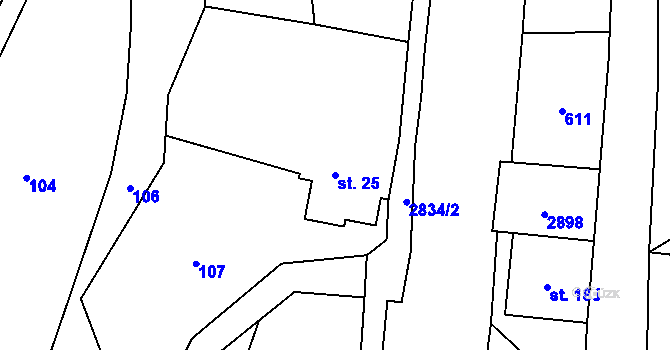 Parcela st. 25 v KÚ Dolní Lánov, Katastrální mapa