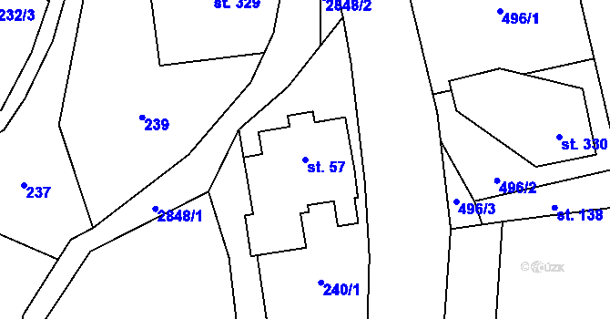 Parcela st. 57 v KÚ Dolní Lánov, Katastrální mapa