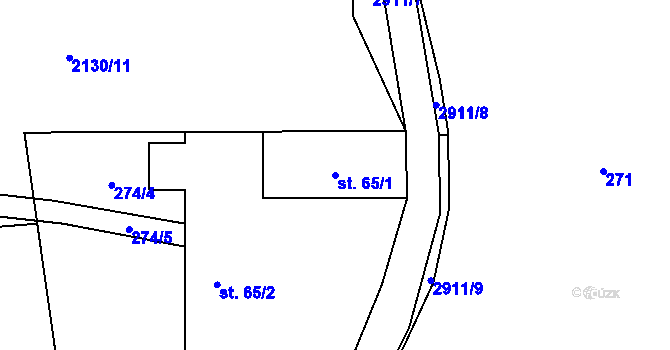 Parcela st. 65/1 v KÚ Dolní Lánov, Katastrální mapa