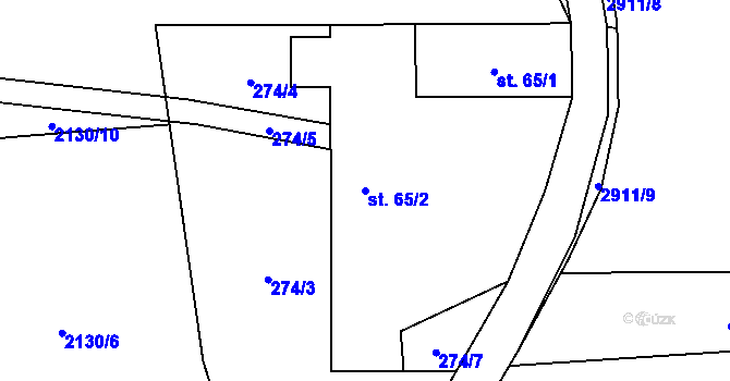 Parcela st. 65/2 v KÚ Dolní Lánov, Katastrální mapa