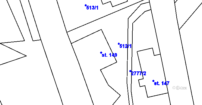 Parcela st. 149 v KÚ Dolní Lánov, Katastrální mapa