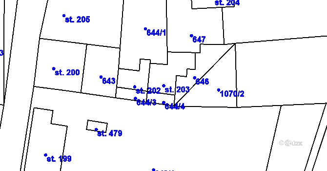 Parcela st. 203 v KÚ Dolní Lánov, Katastrální mapa