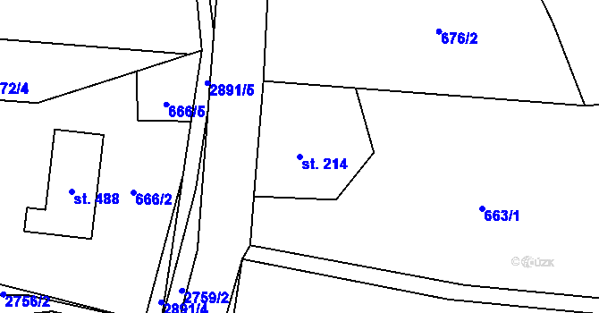 Parcela st. 214 v KÚ Dolní Lánov, Katastrální mapa