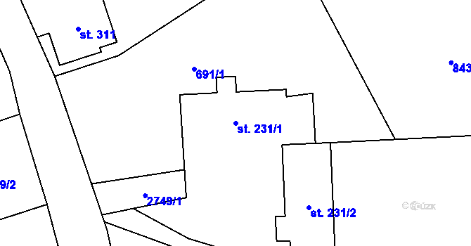 Parcela st. 231/1 v KÚ Dolní Lánov, Katastrální mapa