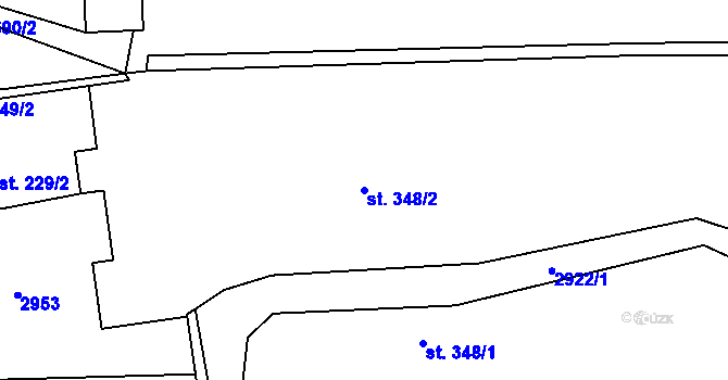 Parcela st. 348/2 v KÚ Dolní Lánov, Katastrální mapa