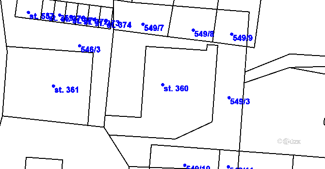 Parcela st. 360 v KÚ Dolní Lánov, Katastrální mapa