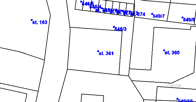Parcela st. 361 v KÚ Dolní Lánov, Katastrální mapa