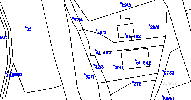 Parcela st. 363 v KÚ Dolní Lánov, Katastrální mapa