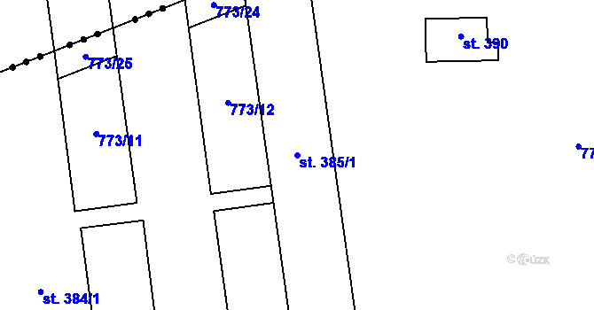 Parcela st. 385/1 v KÚ Dolní Lánov, Katastrální mapa