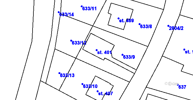 Parcela st. 401 v KÚ Dolní Lánov, Katastrální mapa