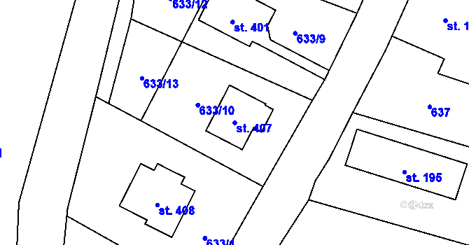 Parcela st. 407 v KÚ Dolní Lánov, Katastrální mapa