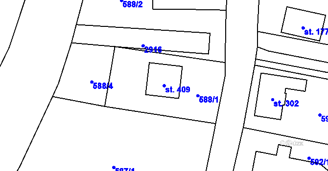 Parcela st. 409 v KÚ Dolní Lánov, Katastrální mapa
