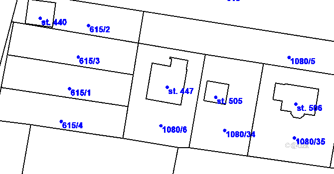 Parcela st. 447 v KÚ Dolní Lánov, Katastrální mapa