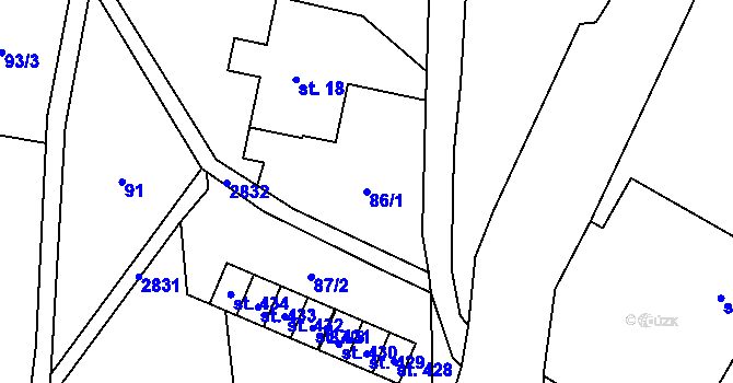Parcela st. 86/1 v KÚ Dolní Lánov, Katastrální mapa