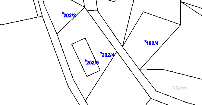 Parcela st. 202/4 v KÚ Dolní Lánov, Katastrální mapa