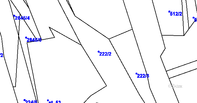 Parcela st. 222/2 v KÚ Dolní Lánov, Katastrální mapa