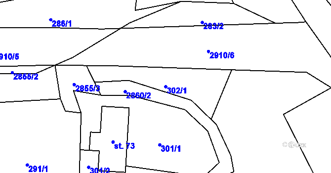 Parcela st. 302/1 v KÚ Dolní Lánov, Katastrální mapa