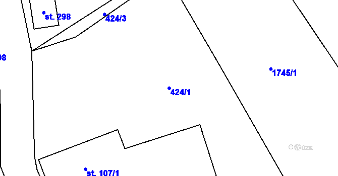 Parcela st. 424/1 v KÚ Dolní Lánov, Katastrální mapa