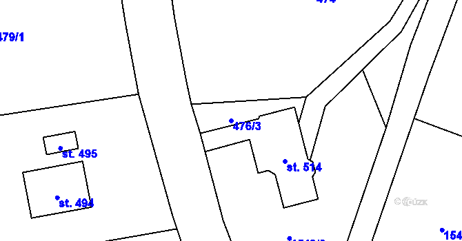 Parcela st. 476/3 v KÚ Dolní Lánov, Katastrální mapa