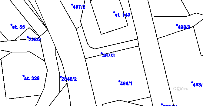 Parcela st. 497/3 v KÚ Dolní Lánov, Katastrální mapa