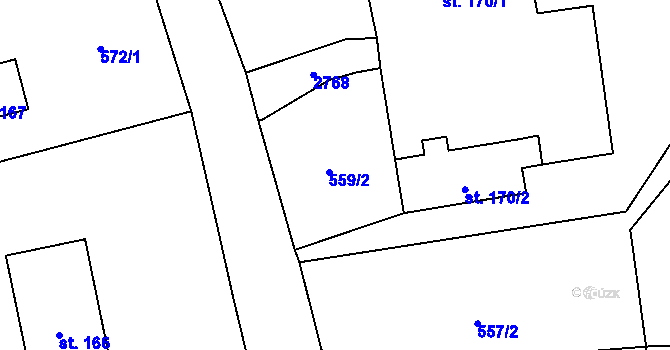 Parcela st. 559/2 v KÚ Dolní Lánov, Katastrální mapa