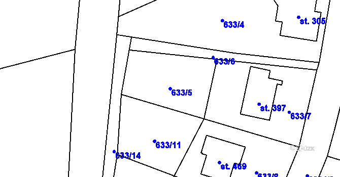 Parcela st. 633/5 v KÚ Dolní Lánov, Katastrální mapa