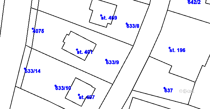 Parcela st. 633/9 v KÚ Dolní Lánov, Katastrální mapa