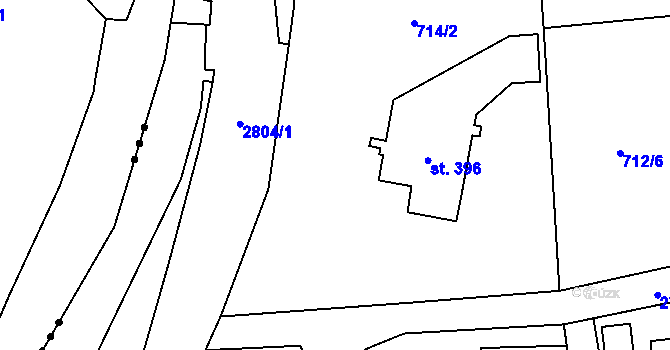 Parcela st. 712/5 v KÚ Dolní Lánov, Katastrální mapa