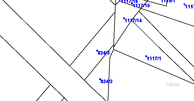 Parcela st. 824/3 v KÚ Dolní Lánov, Katastrální mapa