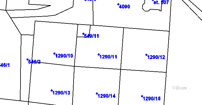 Parcela st. 1290/11 v KÚ Dolní Lánov, Katastrální mapa