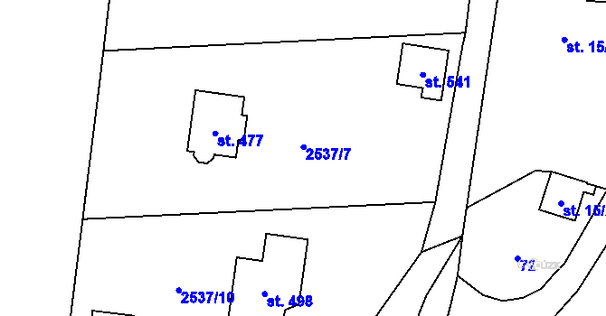 Parcela st. 2537/7 v KÚ Dolní Lánov, Katastrální mapa