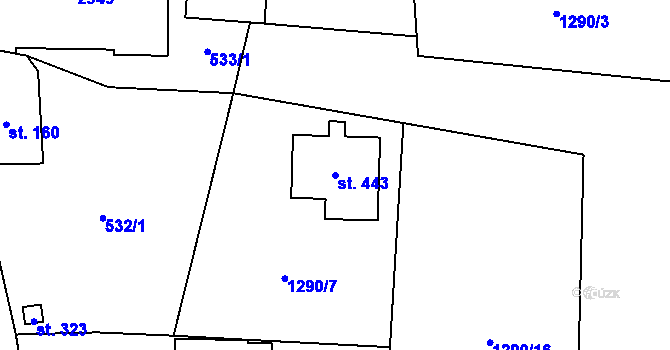 Parcela st. 443 v KÚ Dolní Lánov, Katastrální mapa