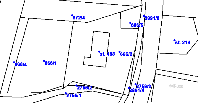 Parcela st. 488 v KÚ Dolní Lánov, Katastrální mapa