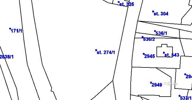 Parcela st. 274/1 v KÚ Dolní Lánov, Katastrální mapa