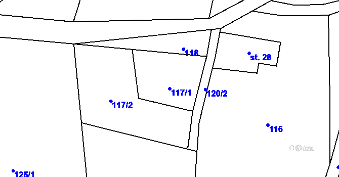 Parcela st. 117/1 v KÚ Dolní Lánov, Katastrální mapa