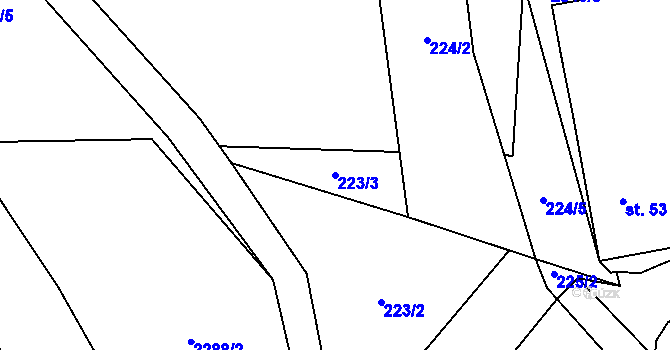 Parcela st. 223/3 v KÚ Dolní Lánov, Katastrální mapa