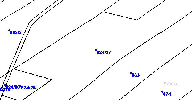 Parcela st. 824/27 v KÚ Dolní Lánov, Katastrální mapa