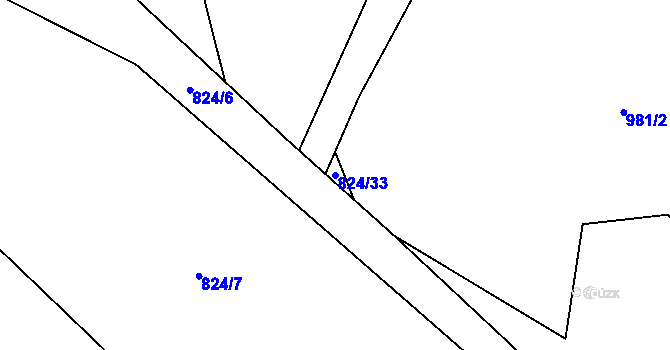 Parcela st. 824/33 v KÚ Dolní Lánov, Katastrální mapa