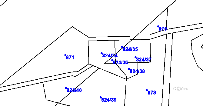 Parcela st. 824/34 v KÚ Dolní Lánov, Katastrální mapa