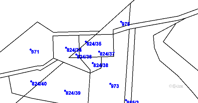 Parcela st. 824/37 v KÚ Dolní Lánov, Katastrální mapa