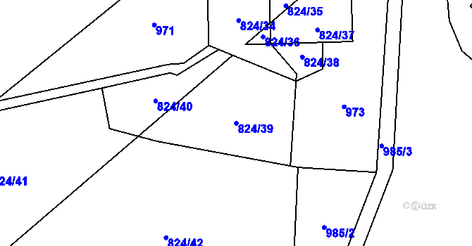 Parcela st. 824/39 v KÚ Dolní Lánov, Katastrální mapa