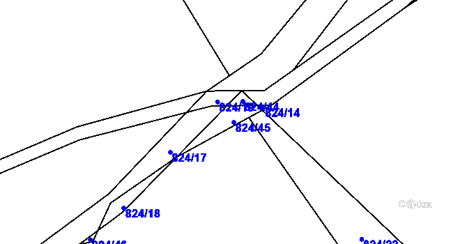 Parcela st. 824/45 v KÚ Dolní Lánov, Katastrální mapa
