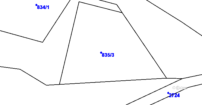 Parcela st. 835/3 v KÚ Dolní Lánov, Katastrální mapa