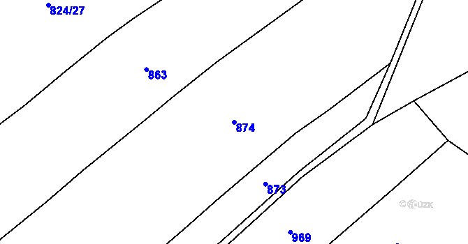 Parcela st. 874 v KÚ Dolní Lánov, Katastrální mapa