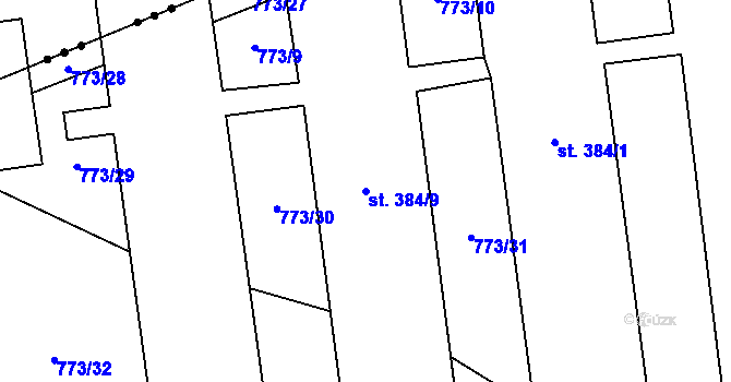 Parcela st. 384/9 v KÚ Dolní Lánov, Katastrální mapa